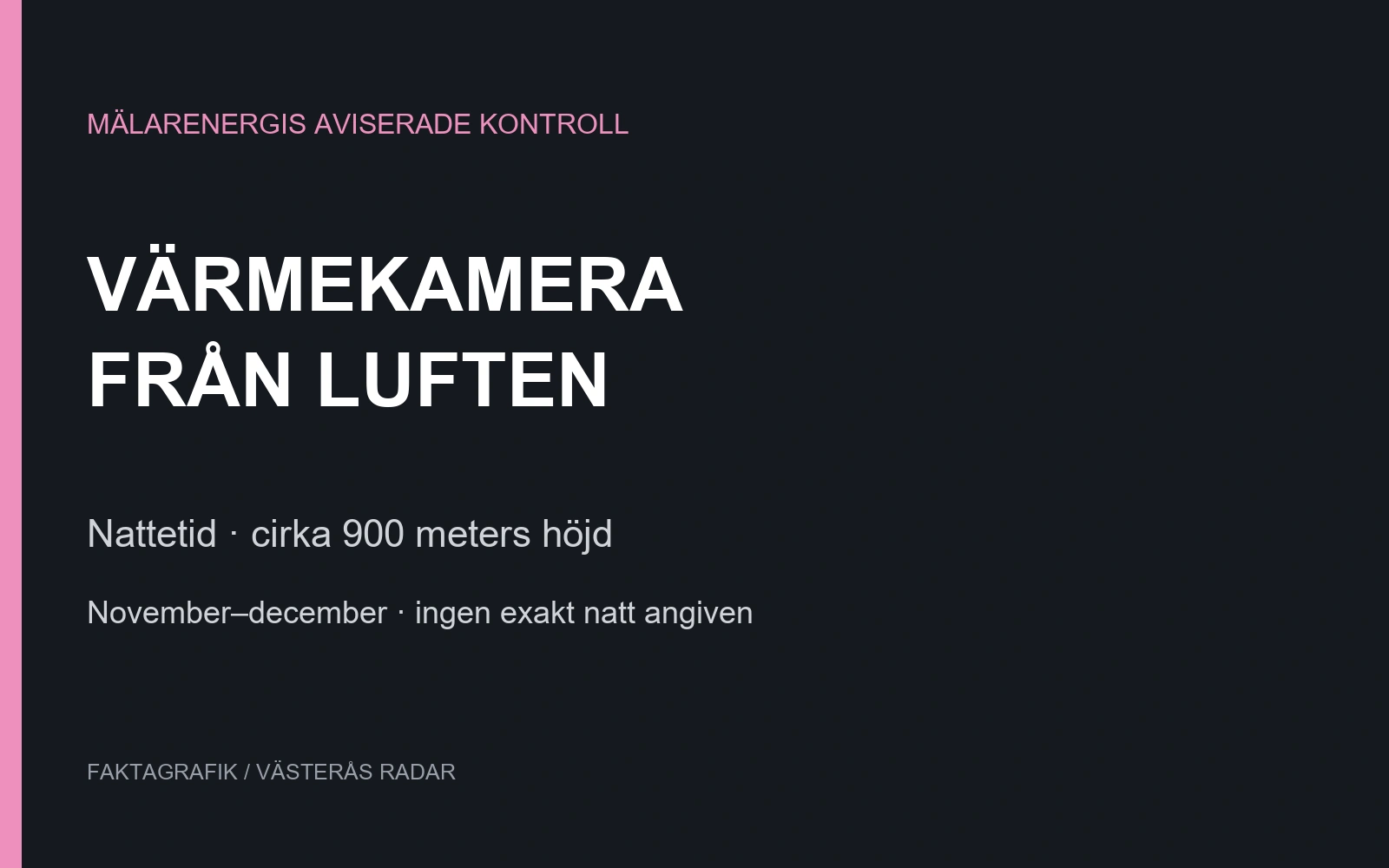 Mälarenergi aviserar flygtermografering nattetid på 900 meters höjd under november–december.