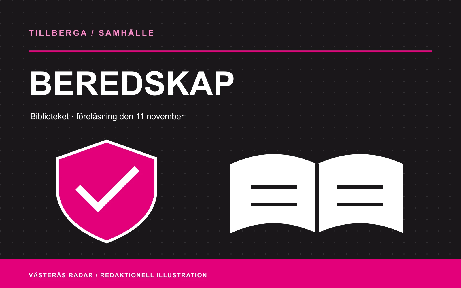 Biblioteket · föreläsning den 11 november Redaktionell illustration.